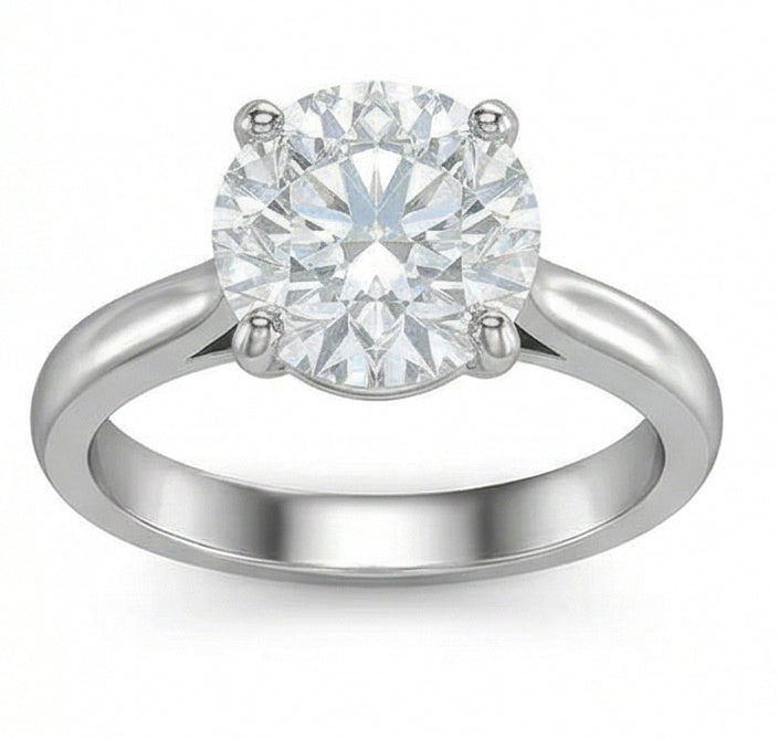 Splendido Anello Con Vero Diamante Naturale Autentico ( non creato in laboratorio ) Solitario A Taglio Rotondo Da 2,75 Ct A 4 Griffe