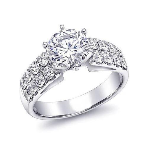Splendido Anello Di Fidanzamento Con Vero Diamante Rotondo Da 3.60 Carati In Oro Bianco 14K