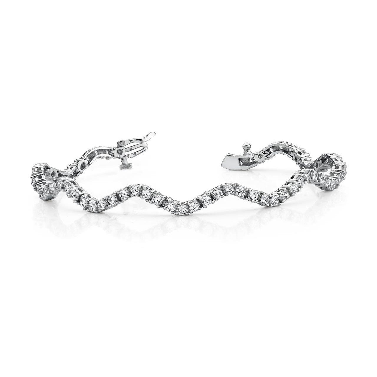 Splendido Bracciale Da Strada A Chiocciola In Oro Bianco Con Genuino Diamanti A Taglio Rotondo Da 6.50 Ct
