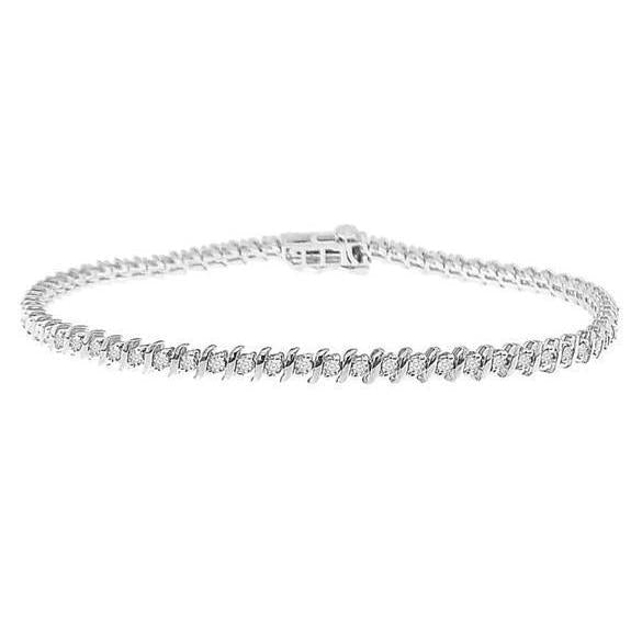 Splendido Bracciale Tennis In Oro Bianco 14K Con Vero Diamanti Taglio Rotondo 6.50 Ct