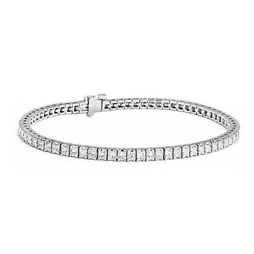 Splendido Bracciale Tennis Princess Vero Diamante Oro Bianco 7 Carati