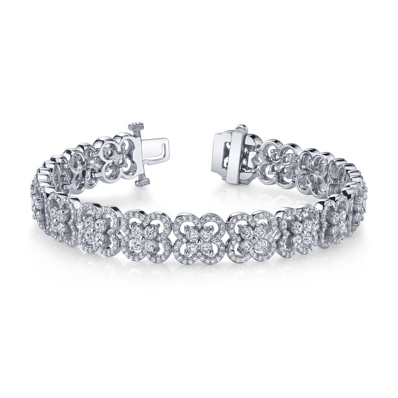 Splendido Braccialetto Di Bellezza In Fiore Bianco Con Naturale Diamanti A Taglio Rotondo Da 12.20 Ct