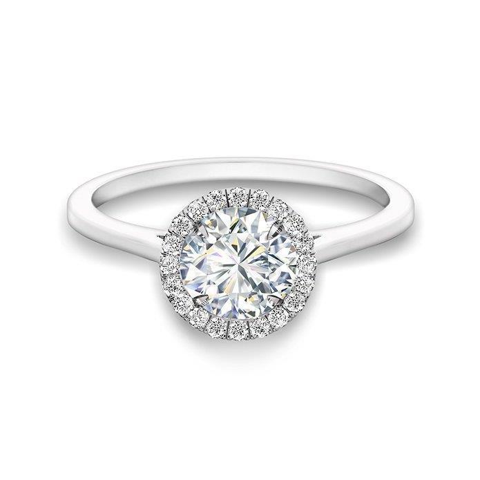Splendido Anello A Forma Di Alone Con Vero Diamanti Taglio Rotondo 3 Carati Con Oro Bianco 14K