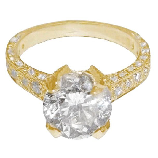 Splendido Anello Anniversario In Oro Giallo Da 3 Ct Con Naturale Diamante