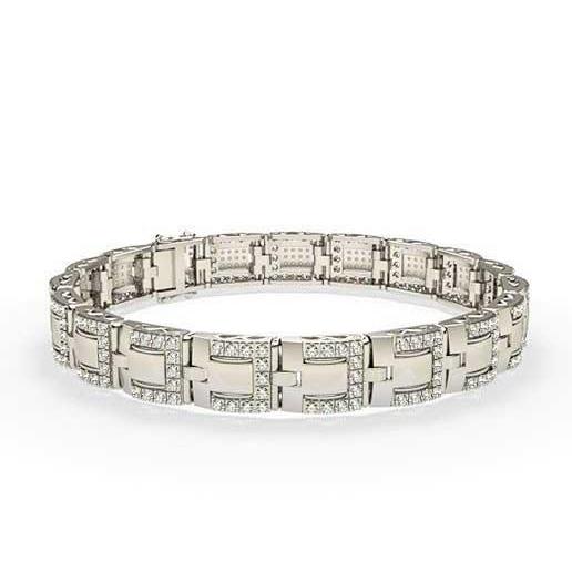 Splendido Bracciale A Maglie Da Uomo Con Naturale Diamanti Piccoli 7 Carati 14K WG