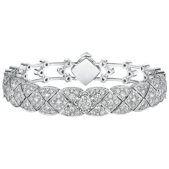 Splendido Bracciale Rotondo Con Vero Diamanti In Oro Bianco Massiccio 14K 7 Carati