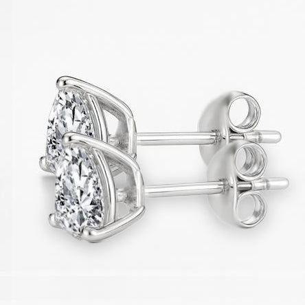 Splendido Orecchino Da Donna In Oro Bianco Con Naturale Diamante Taglio Trilliant 2 Carati