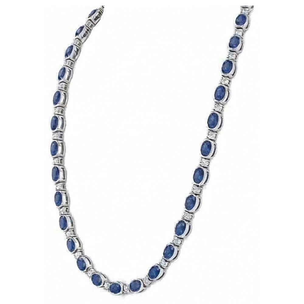 Sri Lanka Blue Sapphire Diamond 40,25 Carati Collana Donna