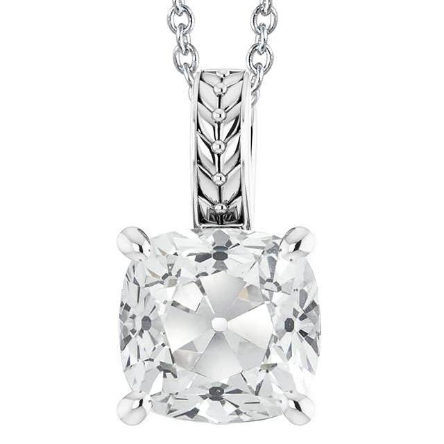 Stipante Solitario In Stile Vintage Con Vero Diamante Diamante Tagliato A 5 Carati In Oro Bianco A 14K
