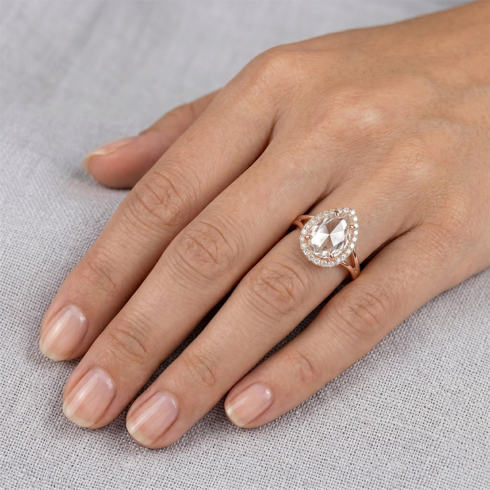 Taglio Rosa Anello di Fidanzamento Halo – Brillante 2,5 carati