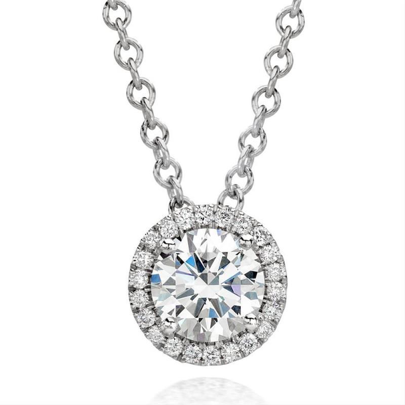 Taglio Rotondo 2.75 Ct. Collana Pendente Genuino Diamanti Con Catena Bianco 14K