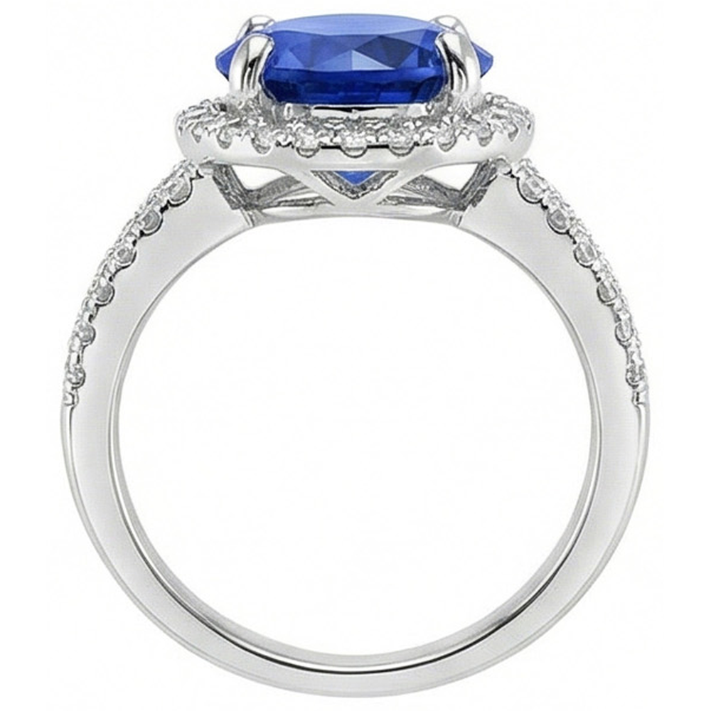 vero round diamante 4.15carati anello vista di profilo