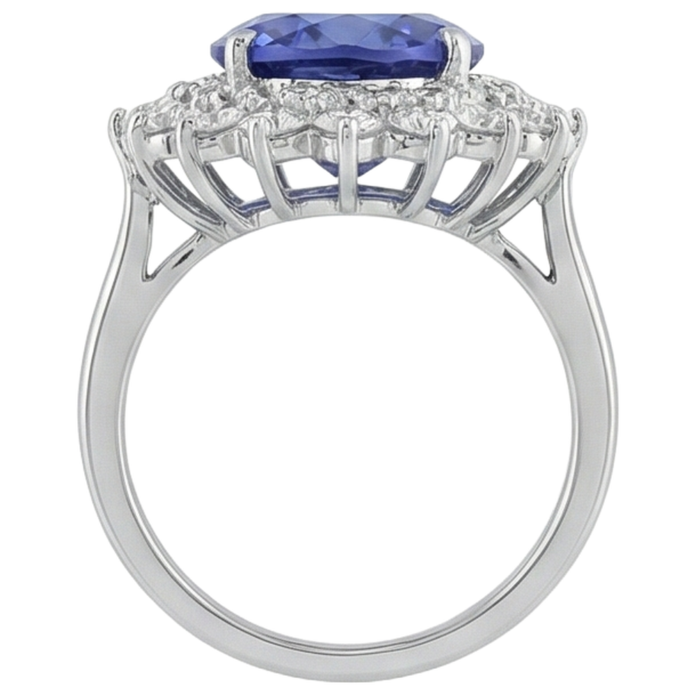 vero round tanzanite 6.75carati anello dettaglio fascia