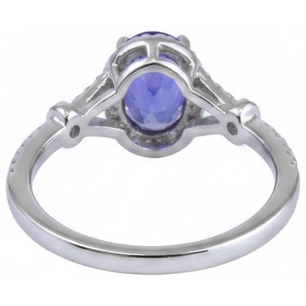 vero round tanzanite 3.60carati fede eternity con accenti diamanti