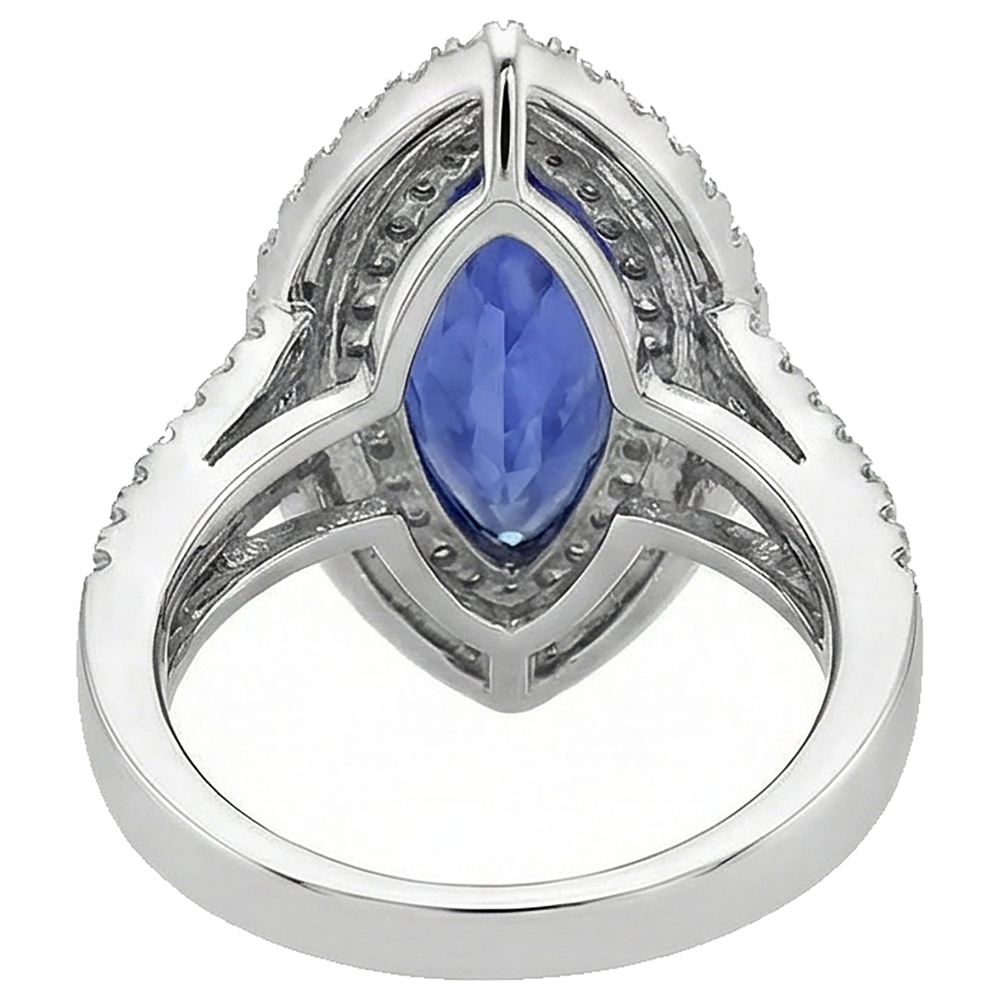 Tanzanite blu marchesa con accento diamante anello 5.50 carati WG 14K