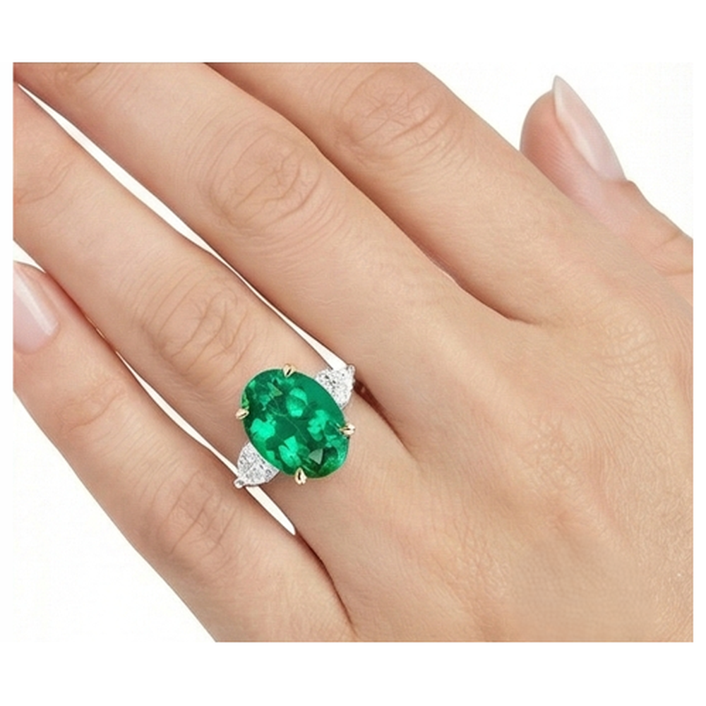 Elegante Smeraldo Colombiano Anello con Pietra Preziosa 4 carati – vista dettaglio