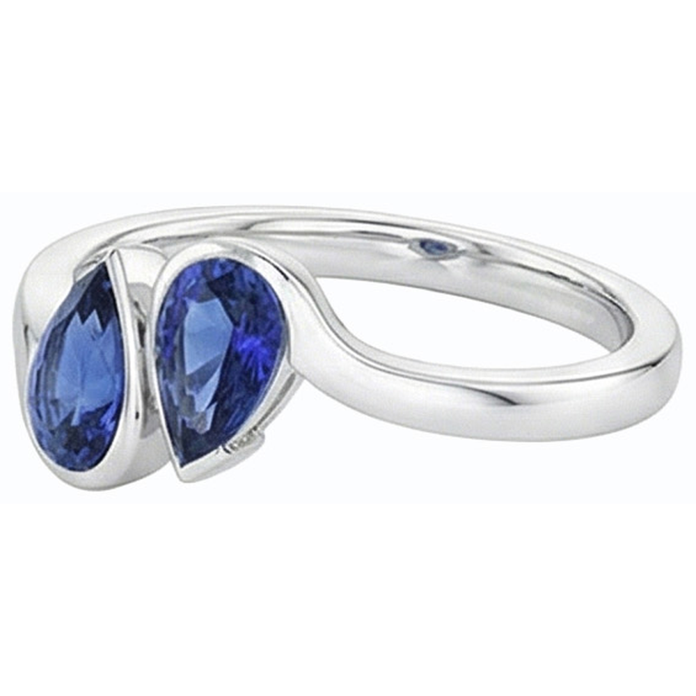 Toi et Moi Anello Anniversario con Zaffiro Blu 2 Gioielli in Pietra 2 Carati