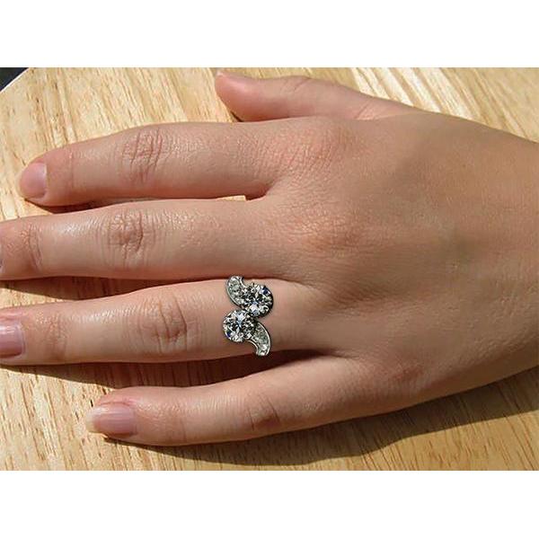 Toi Et Moi Anello In Oro Tondo Vecchio Minatore Con Naturale Diamante Bicolore 4.50 Carati