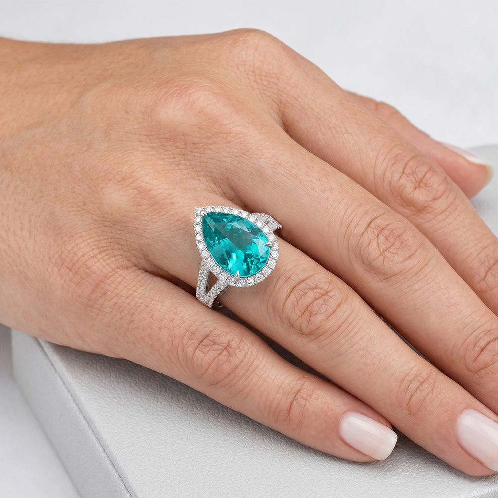 Tormalina Paraiba Anello con Pavé Halo – Purezza VVS 5,50 carati