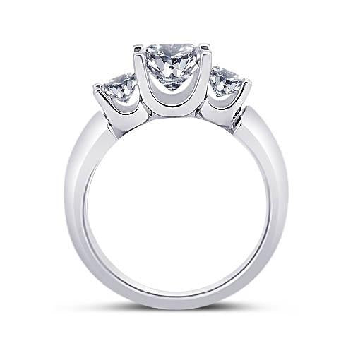 Tre Pietre Princess Naturale Diamond Ring 2.30 Carati In Oro Bianco 14K Novità