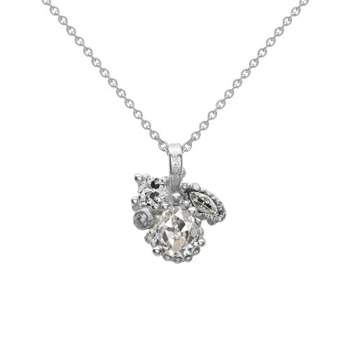 Pendente a Goccia Oro Bianco 14K con Diamante – vista principale