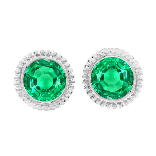Smeraldo Colombiano Gemstone Earring 2 carati Oro 14 Carati Bianco – vista principale