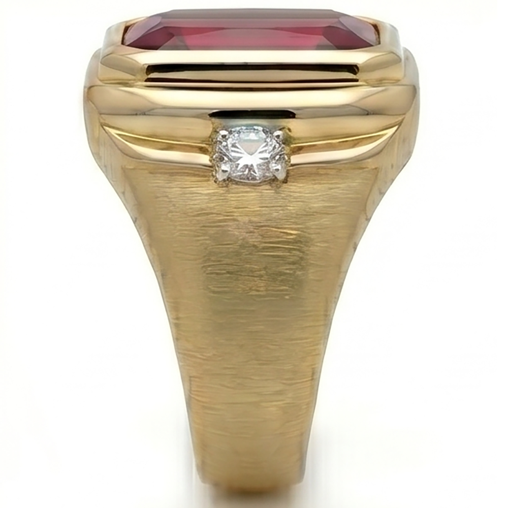 Uomo 10K Yellow Gold Rubino Sangue di Piccione Anello Maschile