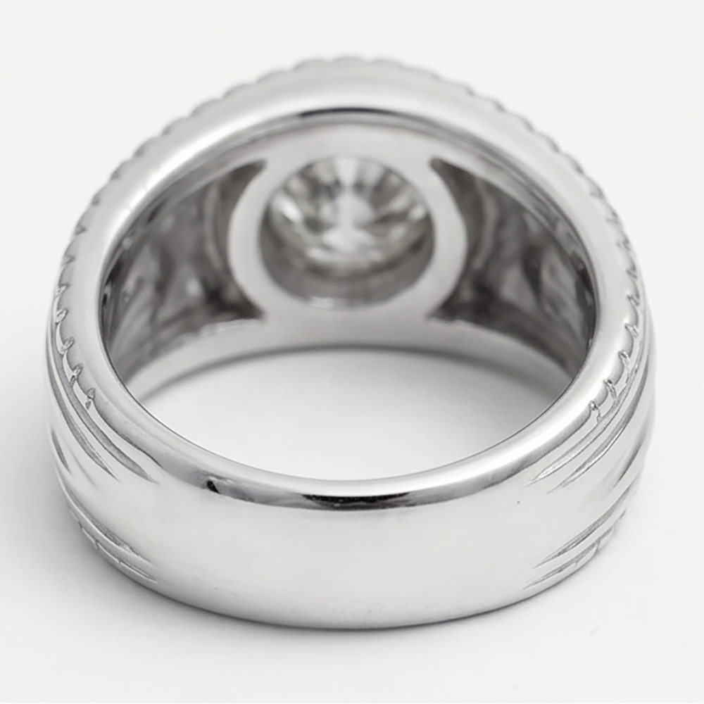 Uomo Artigianale Anello Maschile con Diamante Fine Taglio Old