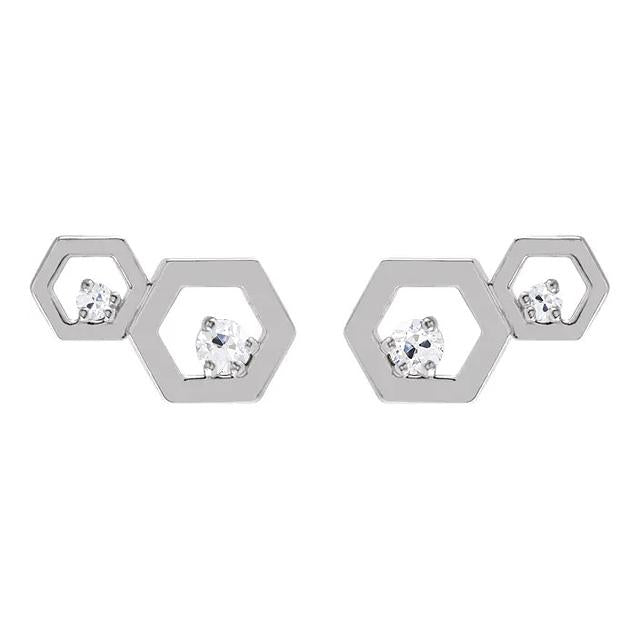 Vecchio Minatore Naturale Diamante Studs 1,50 Carati Forma Esagonale 2 Gioielli In Pietra