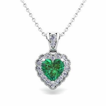 Smeraldo con ciondolo pietra preziosa diamante 2,85 carati oro bianco 14K - harrychadent.it