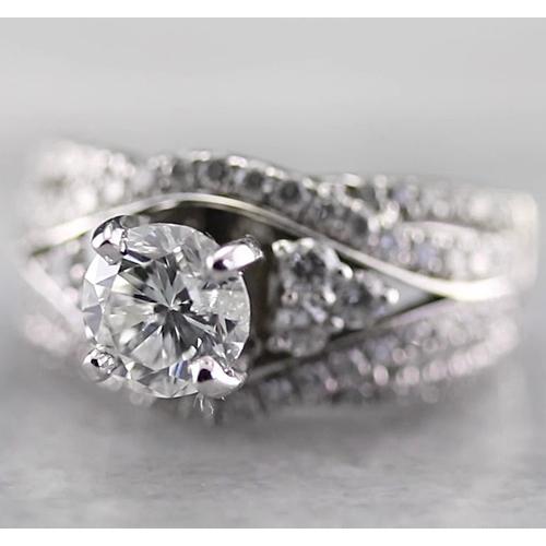 Vero Anello Anniversario Rotondo 2 Carati Oro Bianco Fantasia 14K