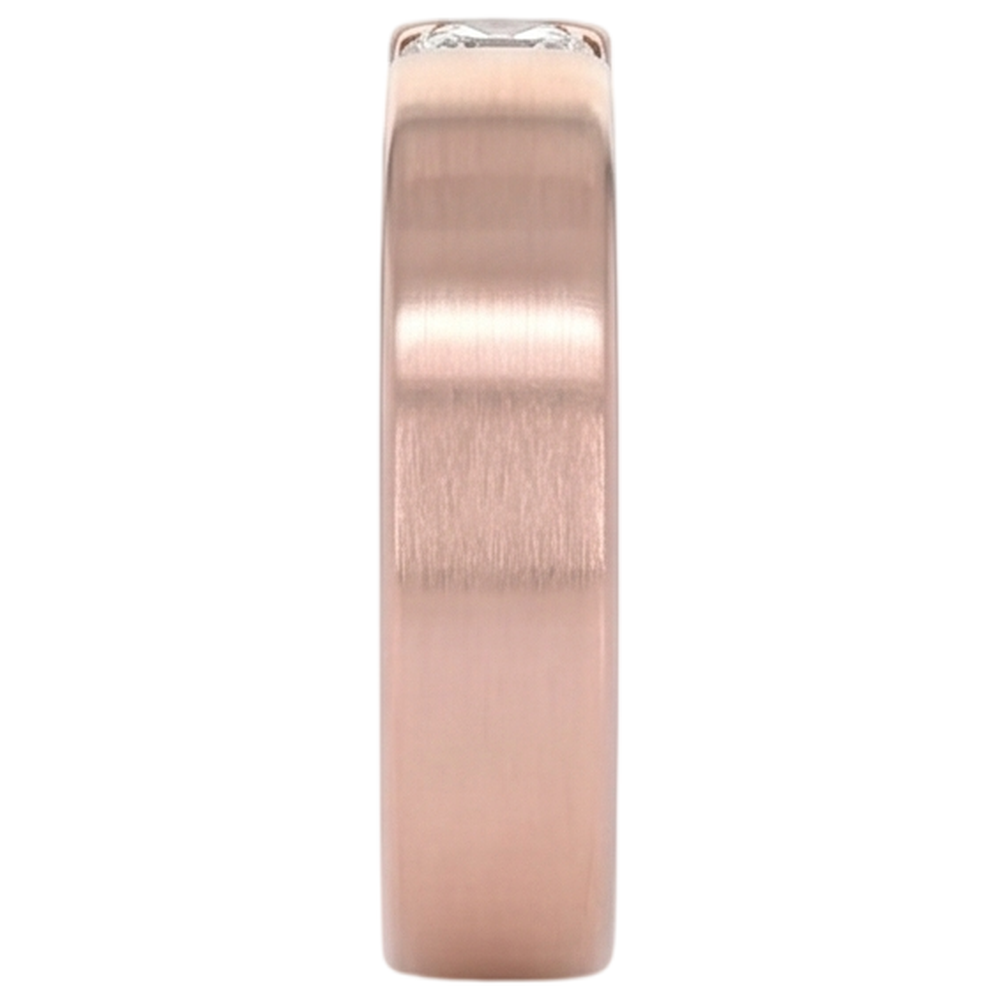 Vero Anello Da Uomo Rotondo In Oro Rosa 14K Con Set Di Tensione 0.75 Carati