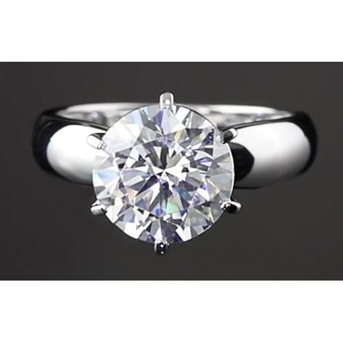 Vero Anello Di Fidanzamento Solitario 3 Carati Con Montatura In Oro Bianco 14K