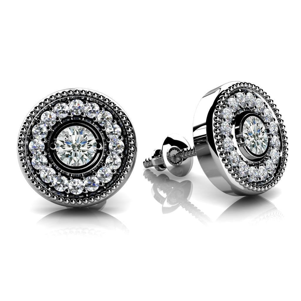 Vero Orecchino Da Donna A Cerchio Con Taglio Brillante Rotondo Da 3.10 Carati In Oro Bianco 14K