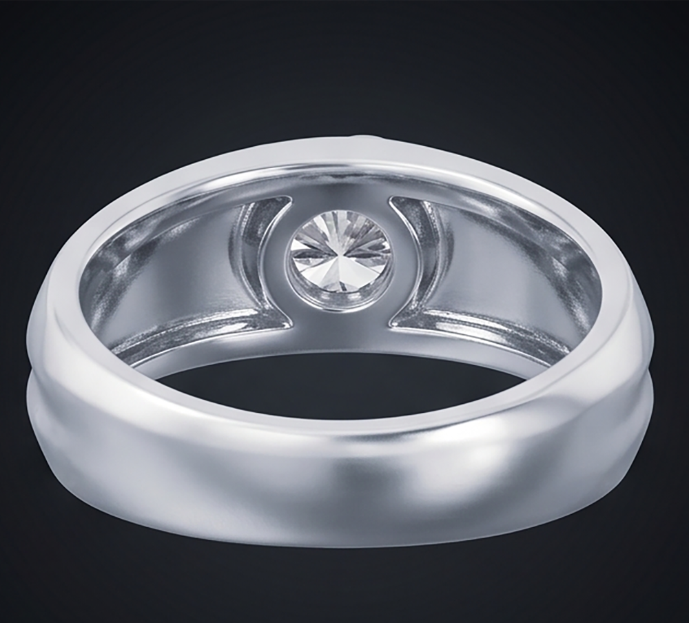 Vero Ovale Anello con Diamante Lunetta Gioielli da Uomo