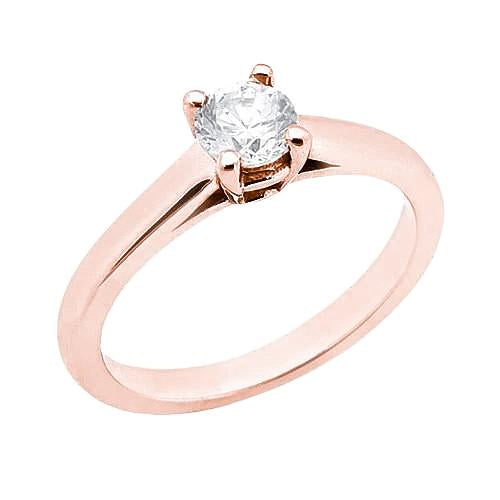 Vero Diamante Rotondo 2.25 Ct. Anello Solitario In Oro Rosa Novità