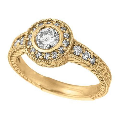 Vero Diamond Anniversary 0,80 Carati Fancy Ring Bezel Setting Jewelry oro giallo 14K