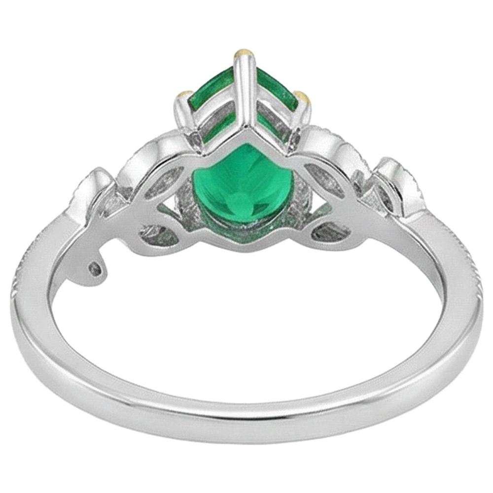 Anello Pietra Colorata Oro Due Toni 14K con Smeraldo Fine – vista posteriore