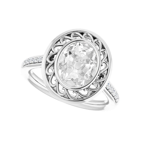 Fatto a mano Diamante Anello di Fidanzamento Halo 2 carati – vista angolare