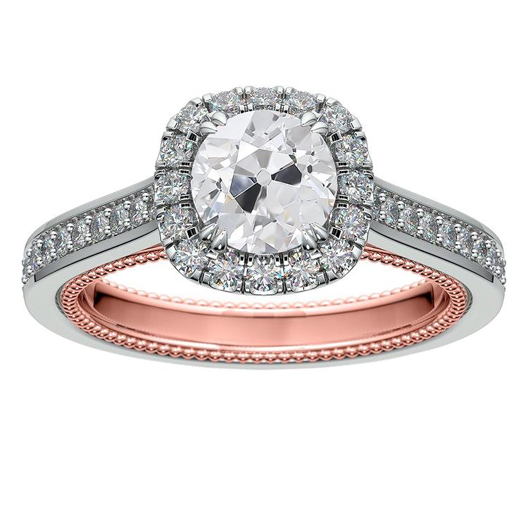 Wedding Halo Ring Round Old Mine Cut Naturale Diamonds 3.75 Carati Gioielli In Oro