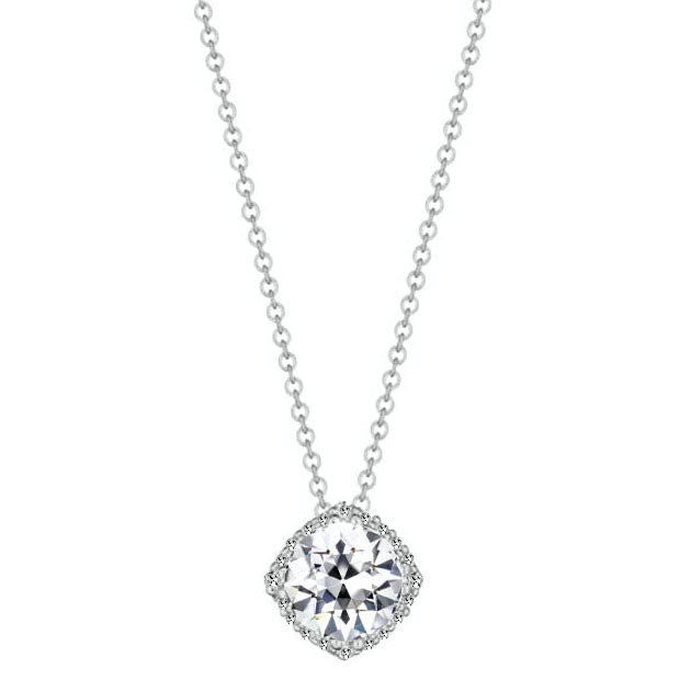Brillante Cuscino Antico Pendente in Oro Bianco 14K – vista principale