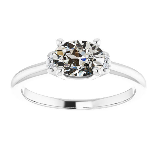 Anello Halo Oro 14 Carati Bianco con Diamante Fine – vista principale
