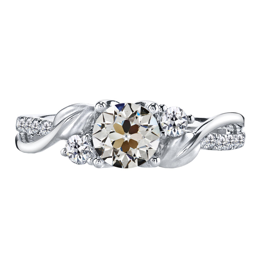Anello Solitario con Accenti Oro Bianco 14K con Diamante – vista principale