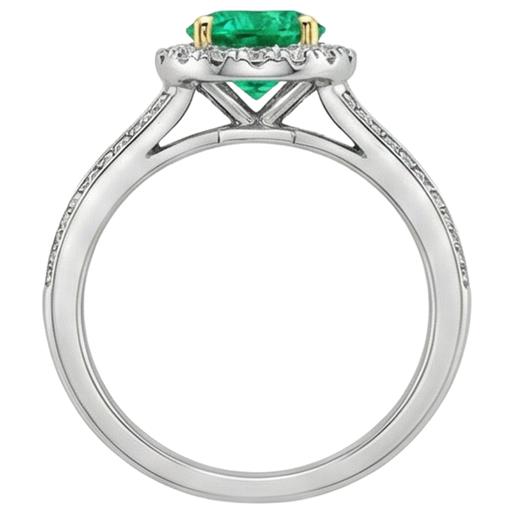 Anello con Pietra Preziosa Oro Due Toni 14K con Smeraldo Fine – vista dall'alto