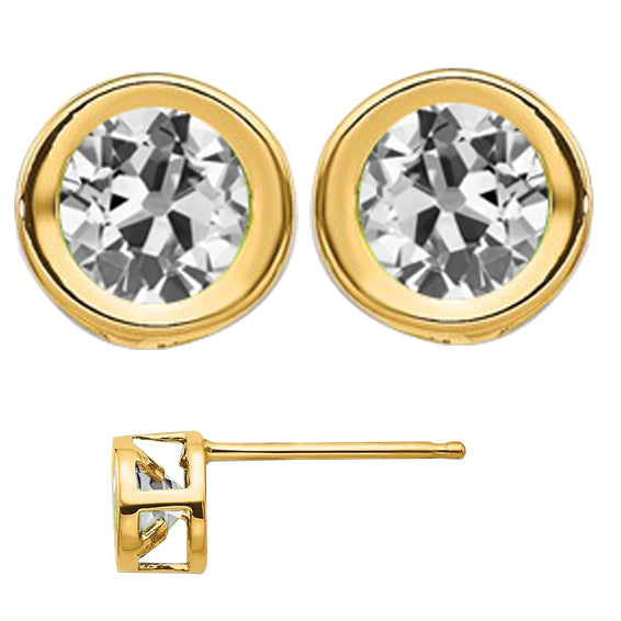 Cuscino Antico Diamante Fine anello in Oro Giallo 14K – vista principale