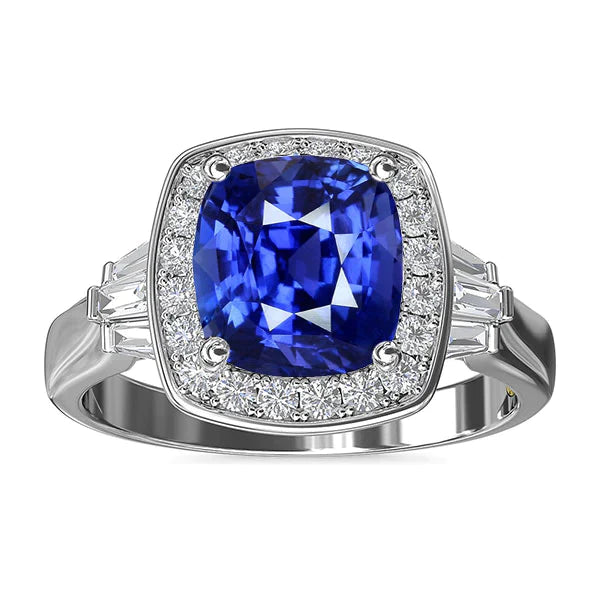 Zaffiro Blu E Anello Di Diamanti