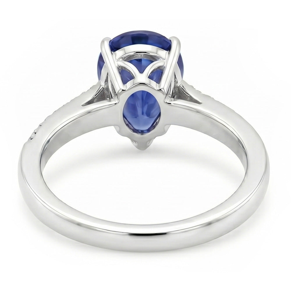 Zaffiro Blu Reale Anello con Gemma 1,50 carati – Oro Bianco 14K