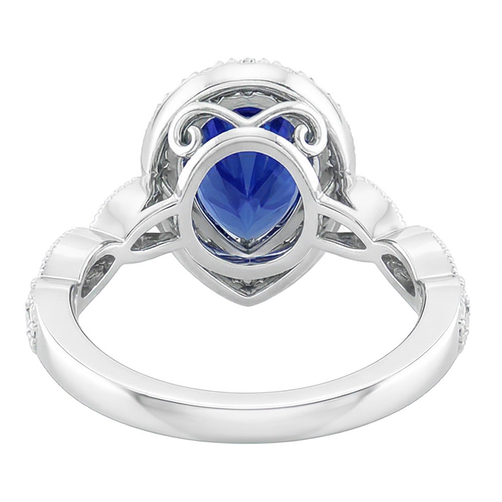 Zaffiro Blu Reale Anello con Gemma – Oro 14 Carati Bianco 2