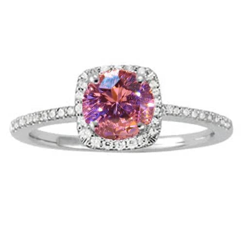 Zaffiro rosa rotondo centrale WG solitario con anello di accenti 1,15 ct. - harrychadent.it