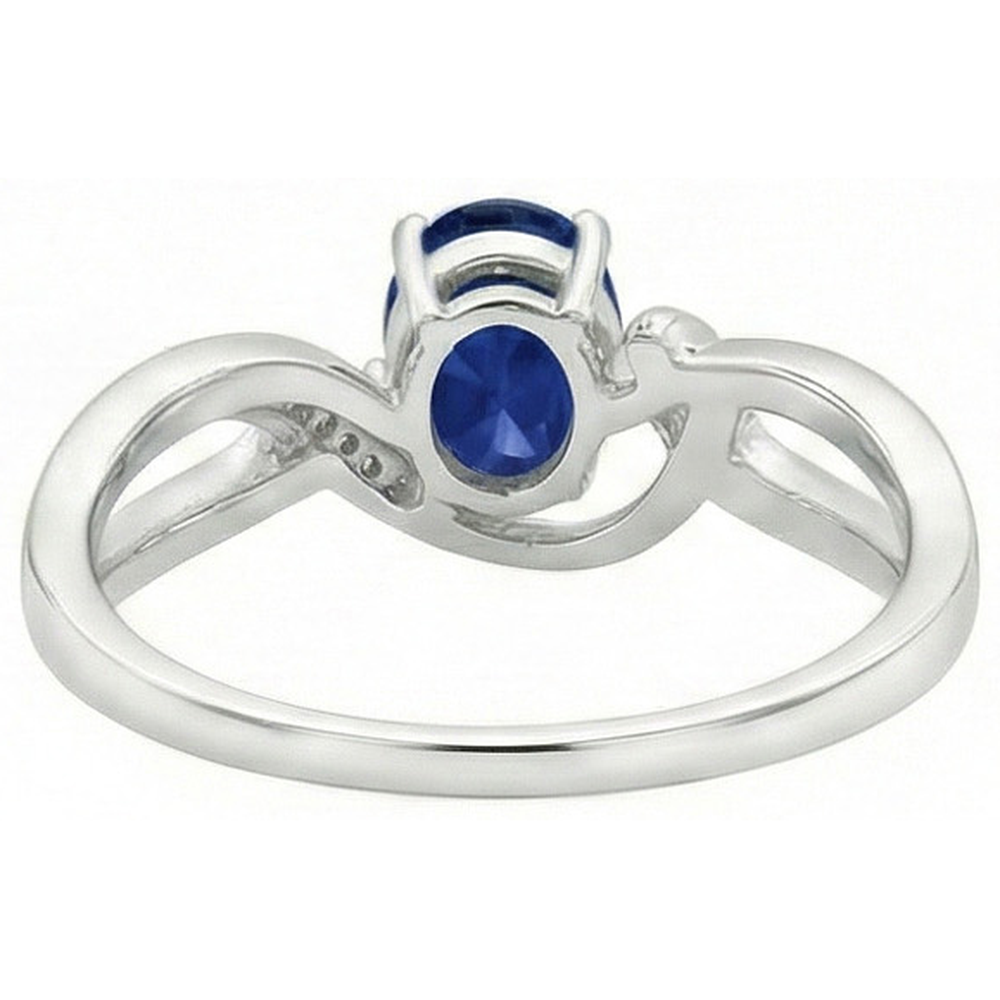 anello a nastro con zaffiro blu dello Sri Lanka di 2,90 carati in oro bianco 14 carati